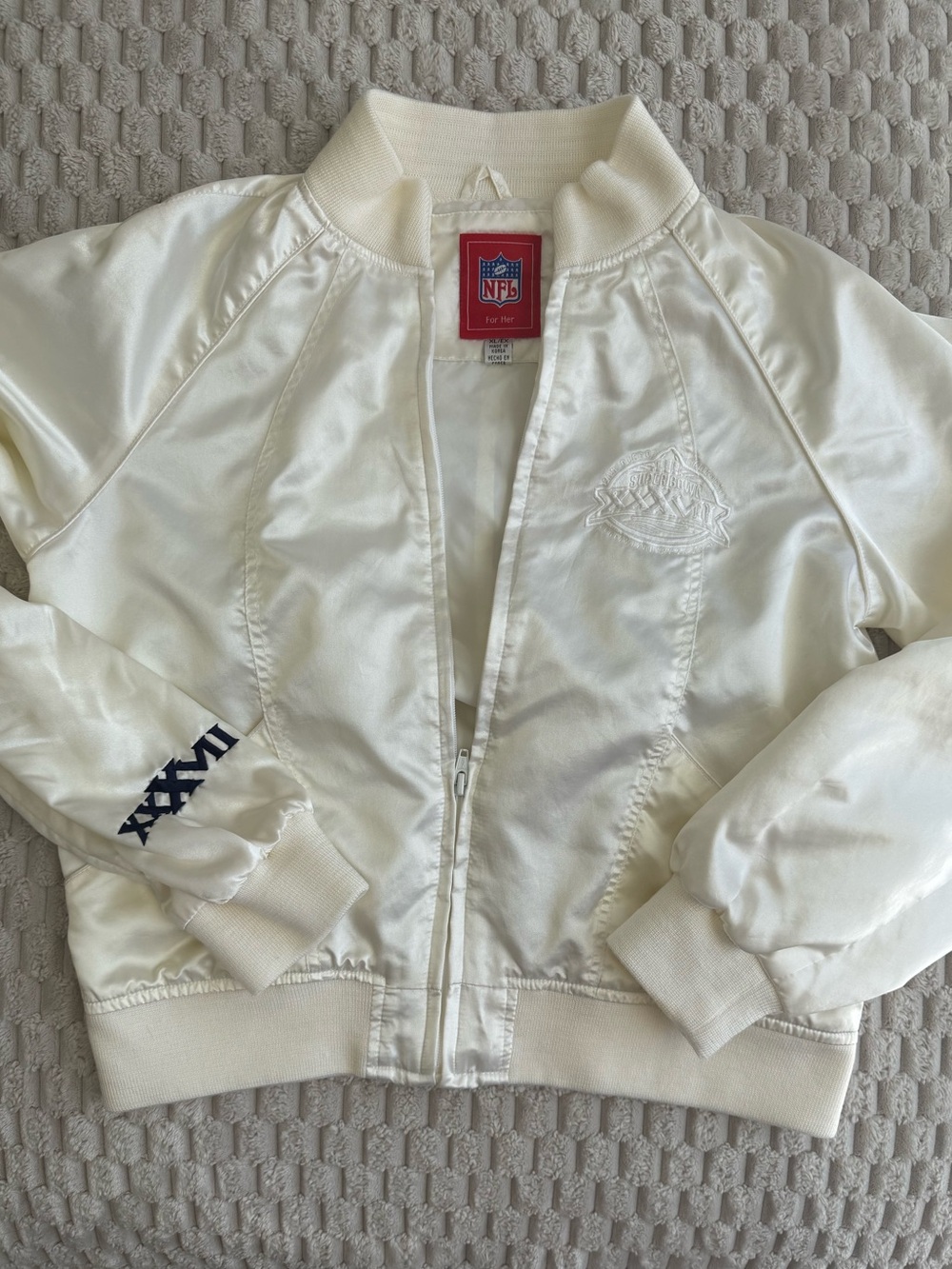 Vintage NFL FOR HER SATIN BOMBER JACKET XXXVII